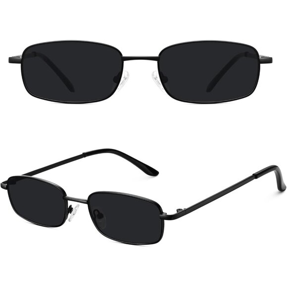 ✨Women Black Rectangle 90s Retro Small Narrow Square Frame Protection Sunglasses